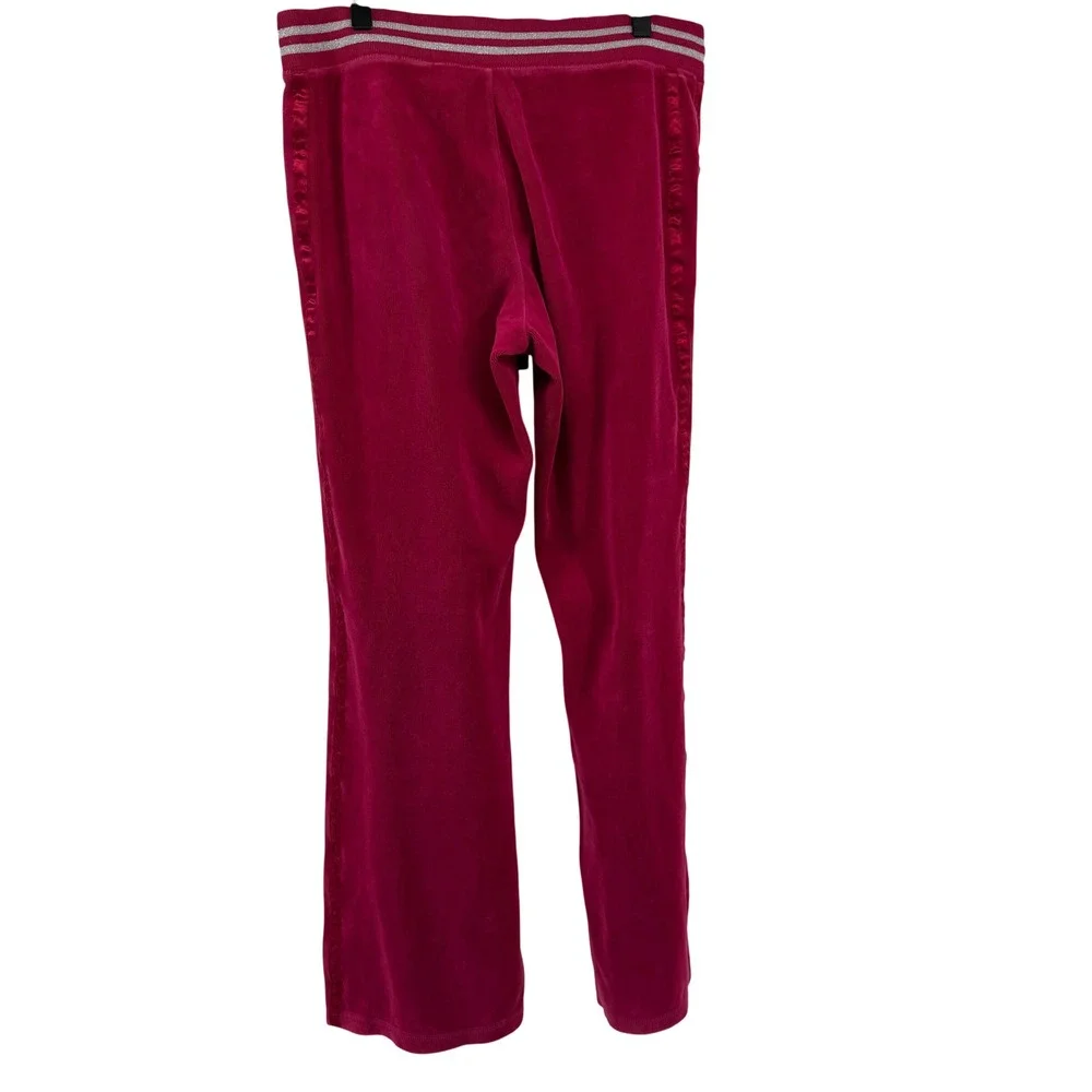 Justice Pink Velour Track Pants Girls Size 16 Drawstring Wide Leg Y2K